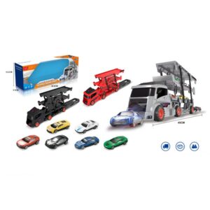 משאית מוביל מכוניות תלת קומתי + 6 מכוניות